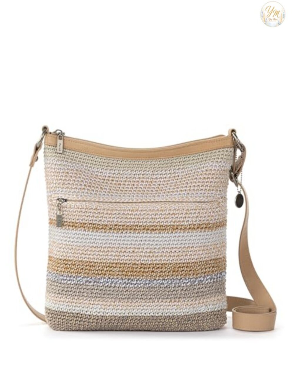 Hand-Crocheted Crossbody Purse with Adjustable Strap and Multiple Pockets